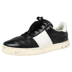 Valentino Black/White Leather Fly Crew Low Top Sneakers Size 37