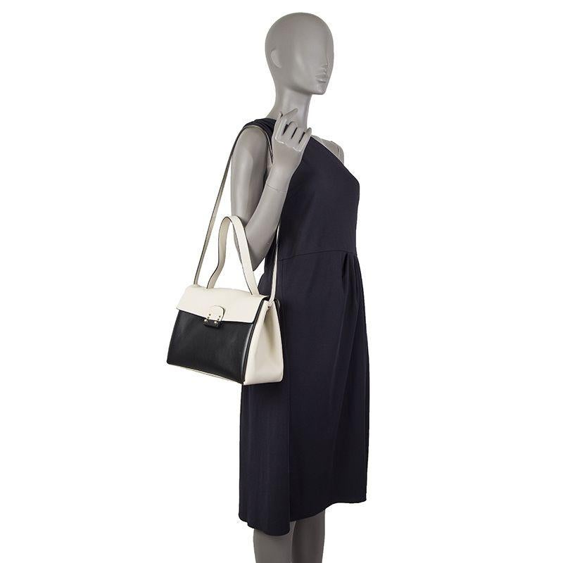 Women's VALENTINO black & white leather MIME TOP HANDLE SATCHEL Shoulder Bag