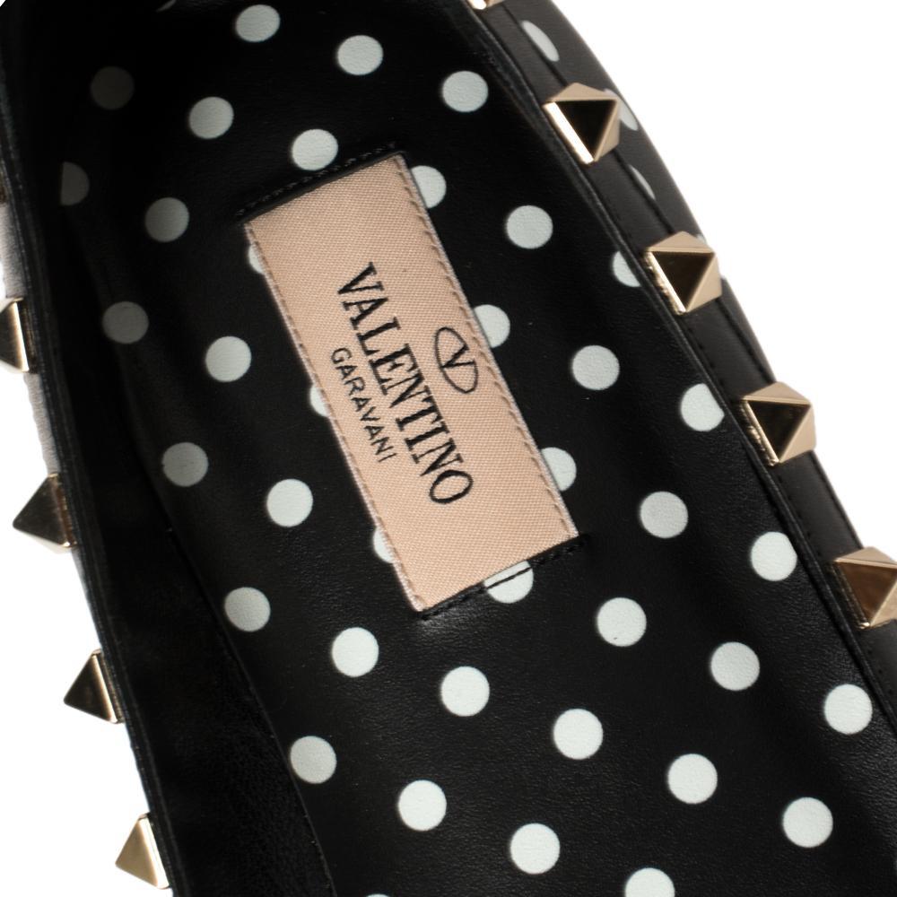 Valentino Black/White Leather Polka Dot Rockstud Ballet Flats Size 39 1