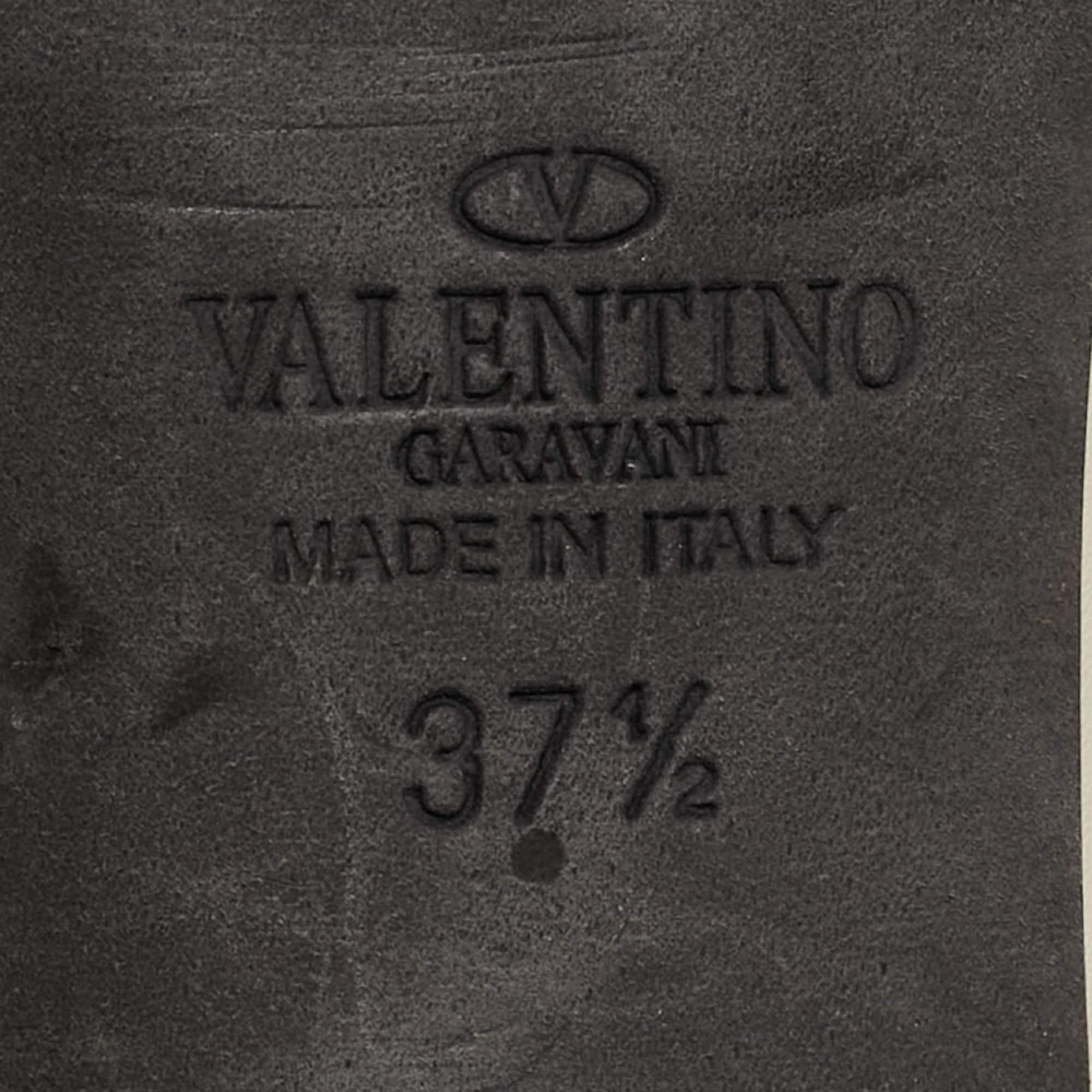Valentino Black/White Leather Rockstud Ankle Strap Pumps Size 37.5 4