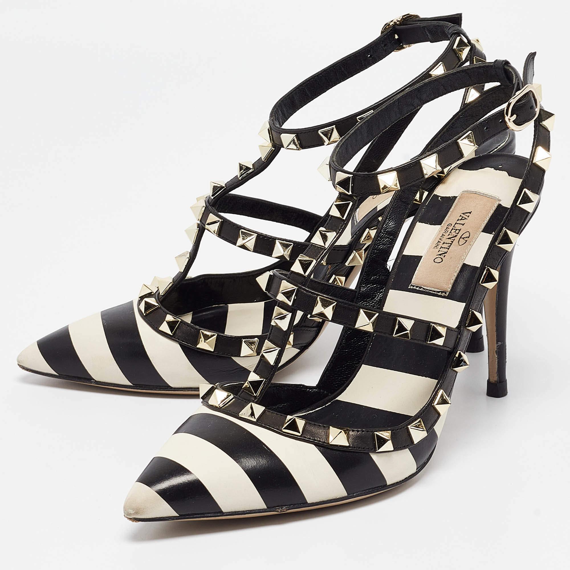 Make a chic style statement with these designer pumps. They showcase sturdy heels and durable soles perfect for your fashionable outings