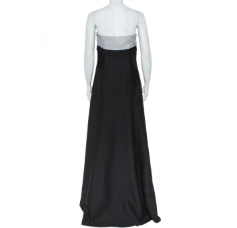 Valentino Black & White Wool & Silk Blend Bow Detail Strapless Tube Dress M In Good Condition For Sale In Dubai, Al Qouz 2