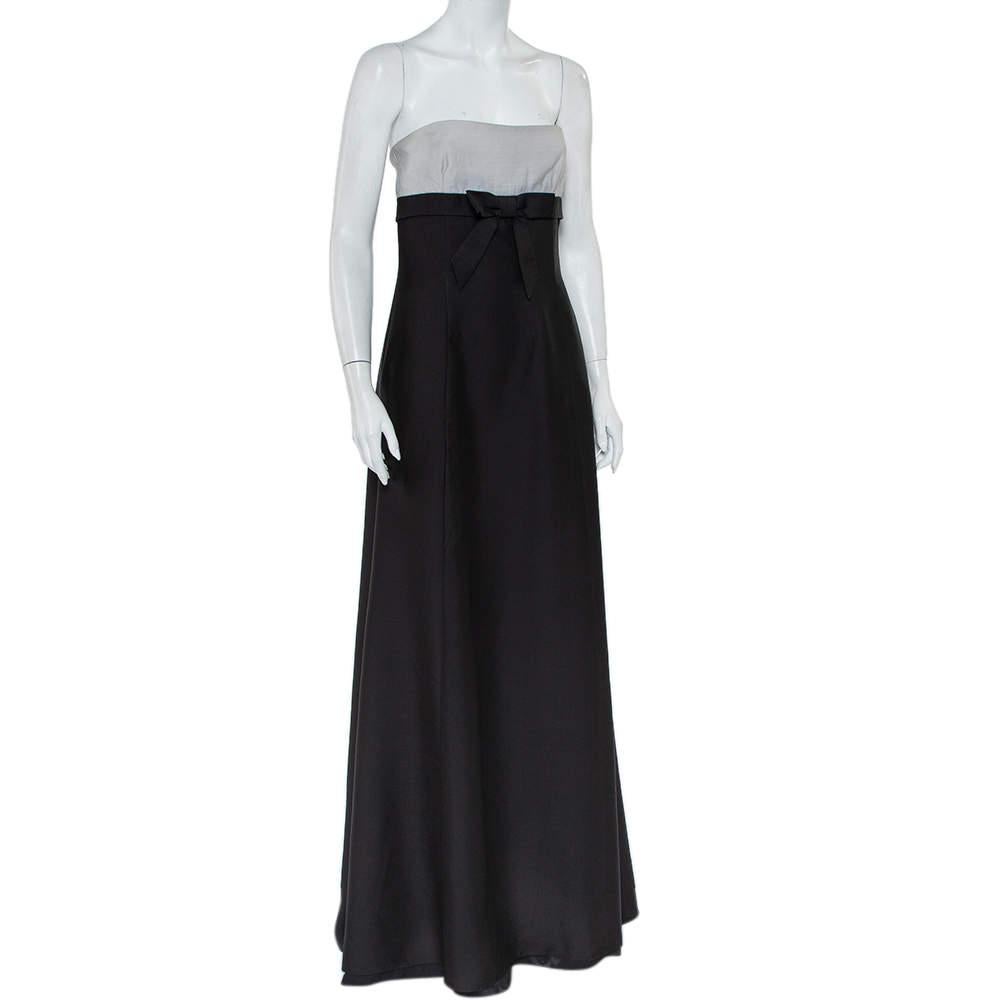 Valentino Black & White Wool & Silk Blend Bow Detail Strapless Tube Dress M In Good Condition For Sale In Dubai, Al Qouz 2