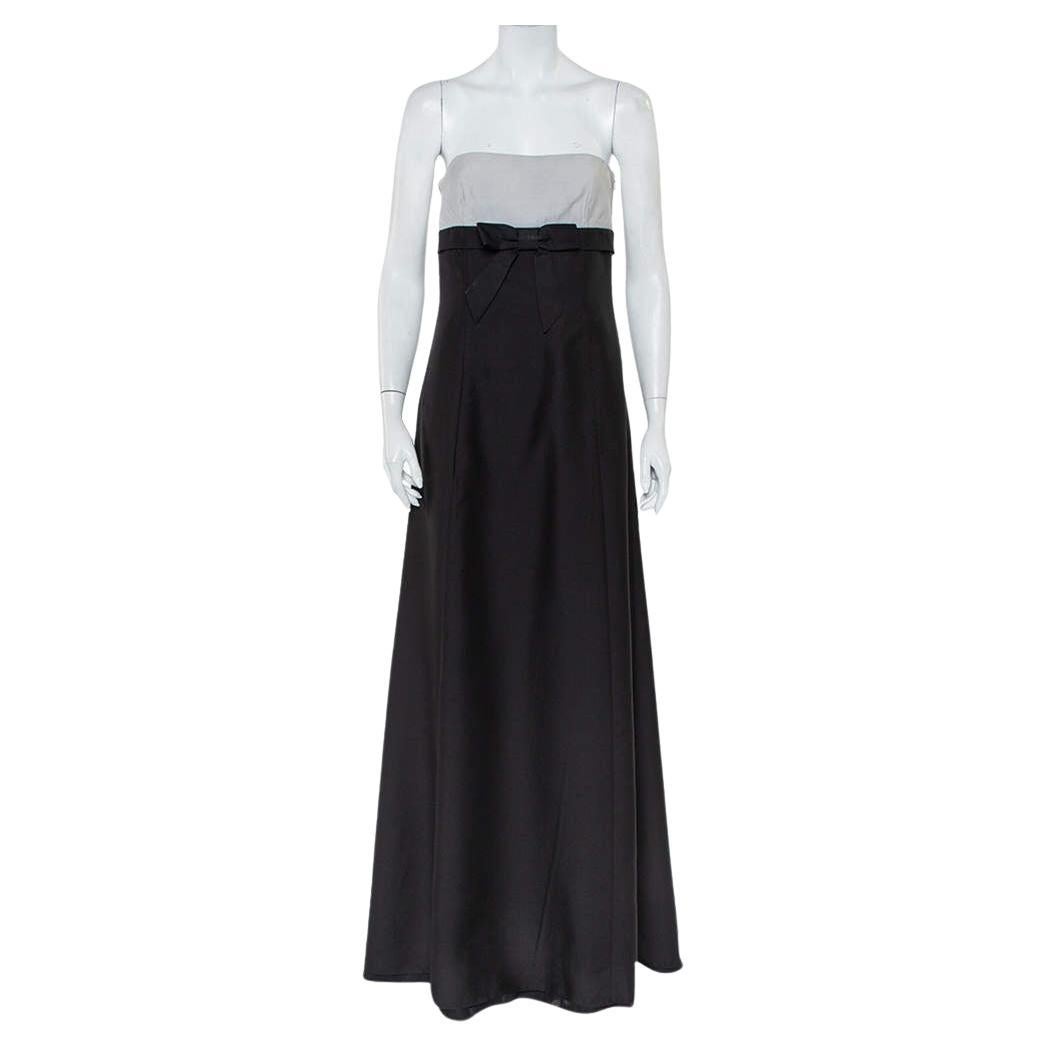 Valentino Black & White Wool & Silk Blend Bow Detail Strapless Tube Dress M For Sale