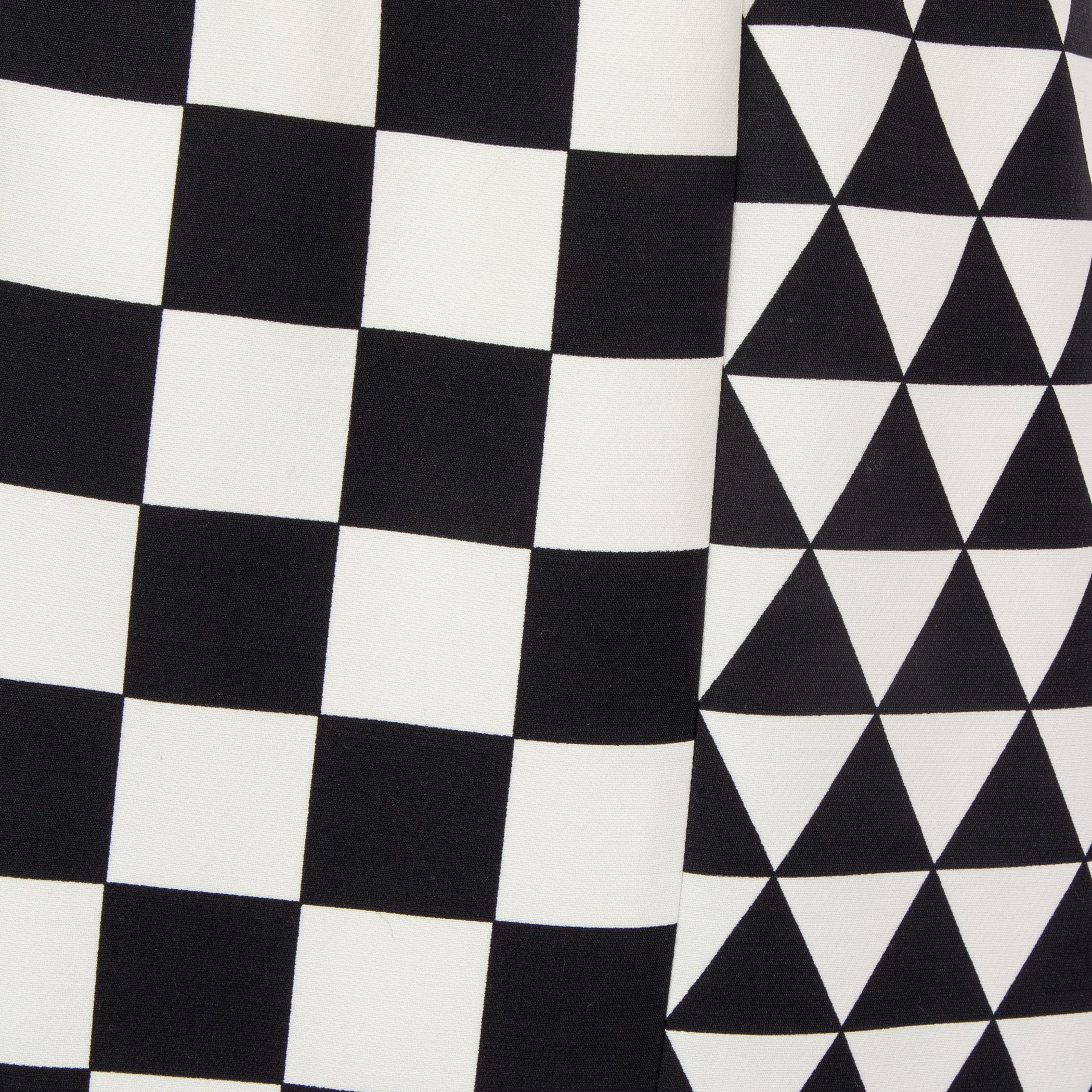 Black VALENTINO black & white wool & silk CHECK MIDI Skirt 38 XS For Sale