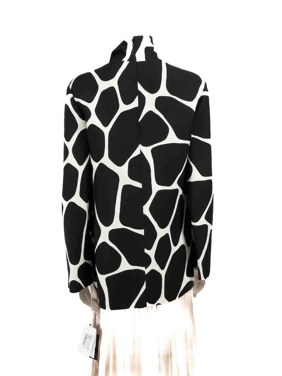 Valentino Black Wool Abstract Print Neck Drape Detail Size L In New Condition For Sale In London, GB
