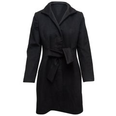Valentino Black Wool Belted Coat