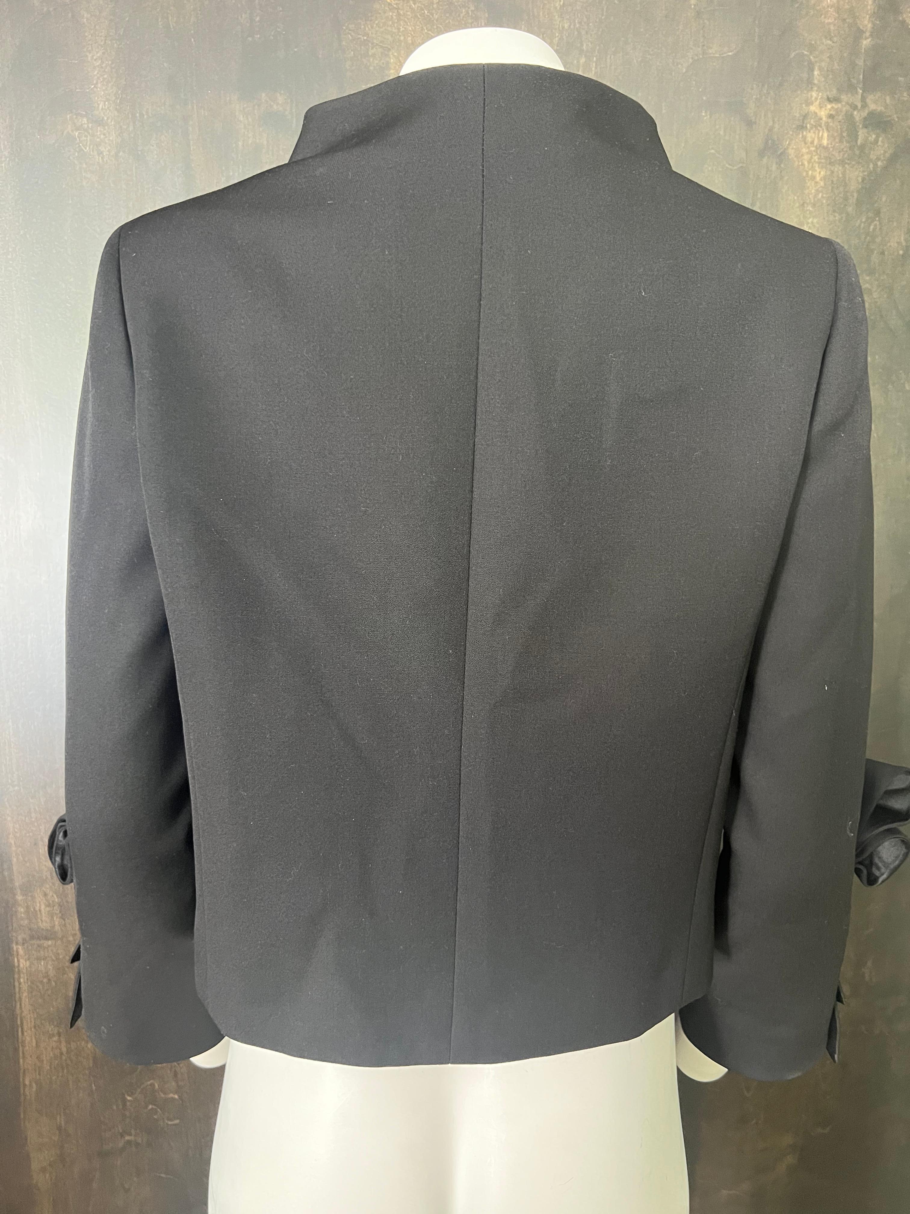 Valentino Black Wool Blazer Jacket, Size 10 For Sale 1