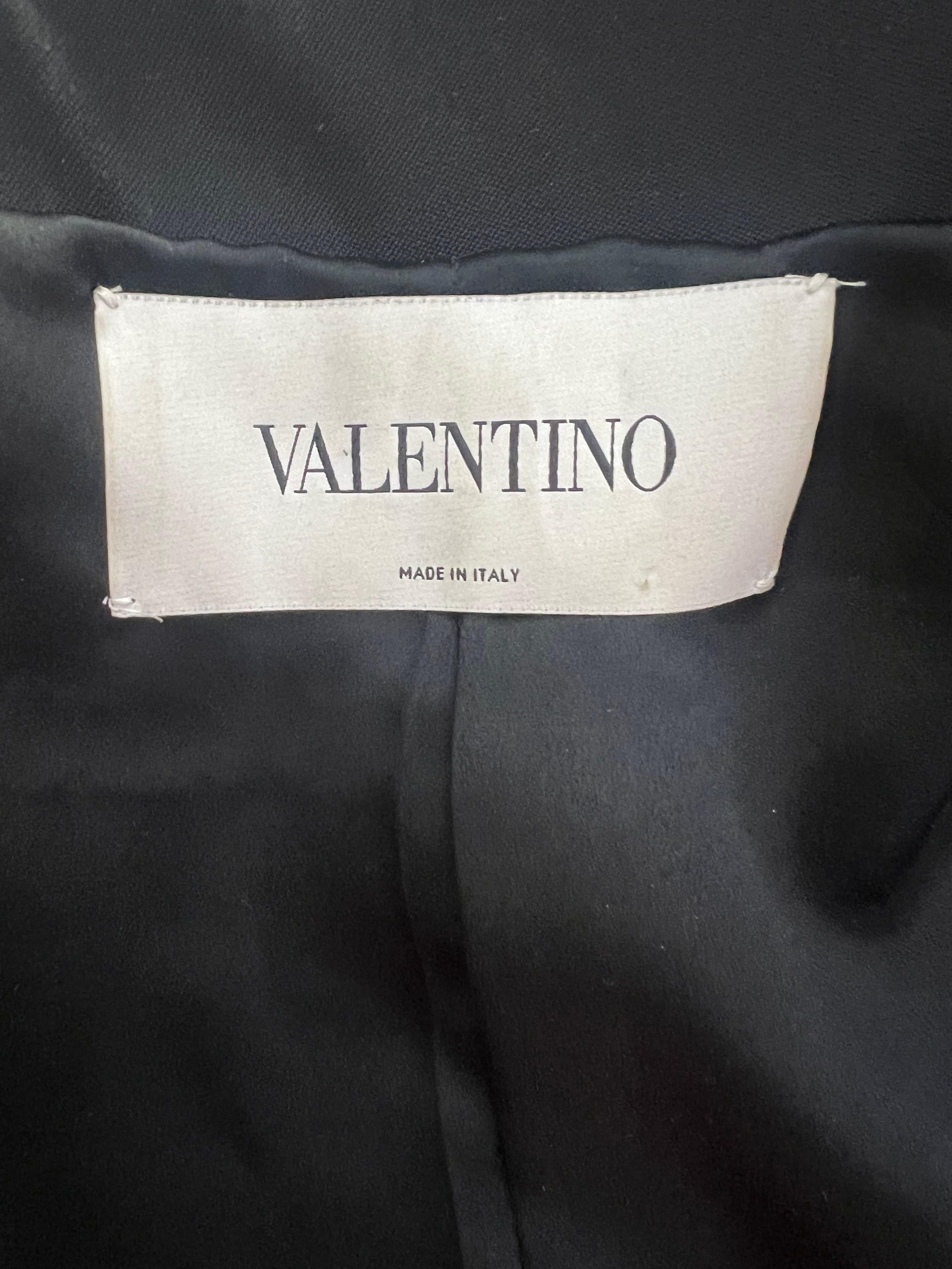 Valentino Black Wool Blazer Jacket, Size 10 For Sale 3
