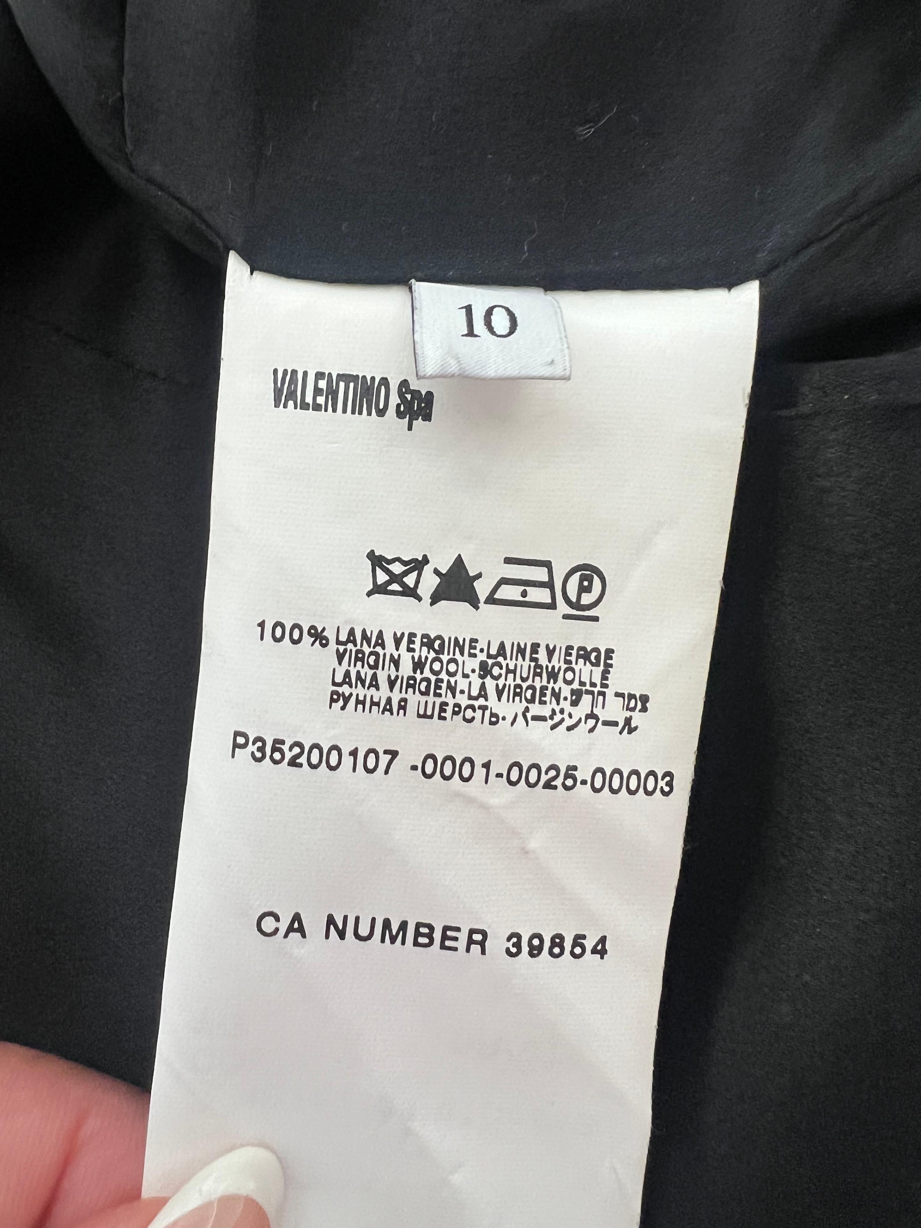 Valentino Black Wool Blazer Jacket, Size 10 For Sale 4