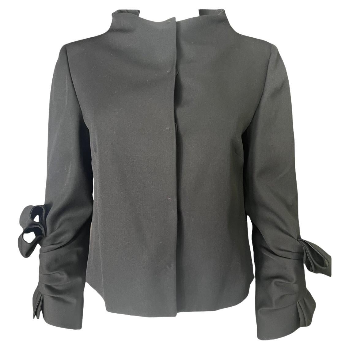 Valentino Black Wool Blazer Jacket, Size 10 For Sale