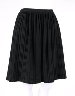VALENTINO Black Wool Crepe Accordion Pleated Knee Length Skirt