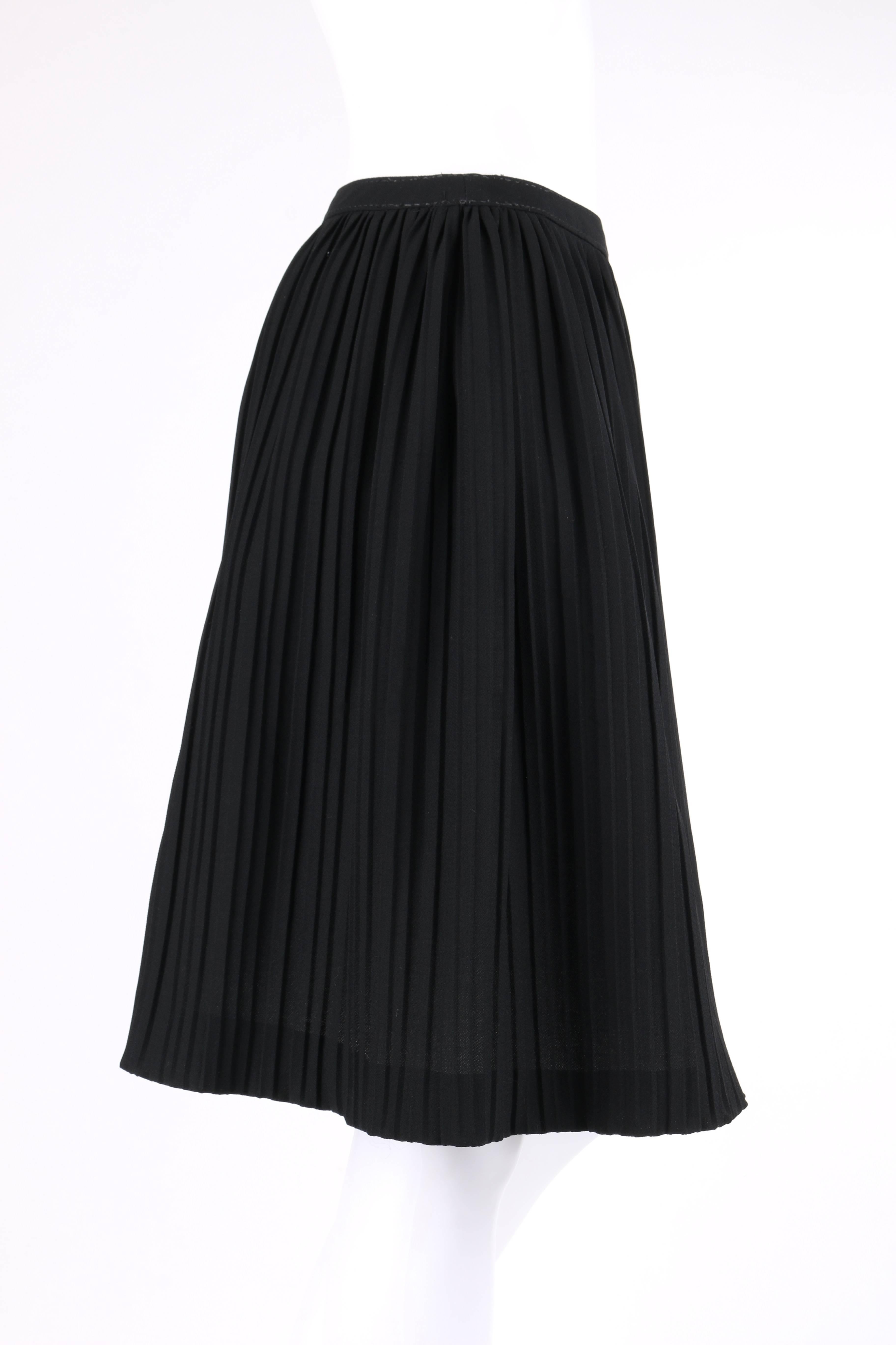 black pleated knee length skirt