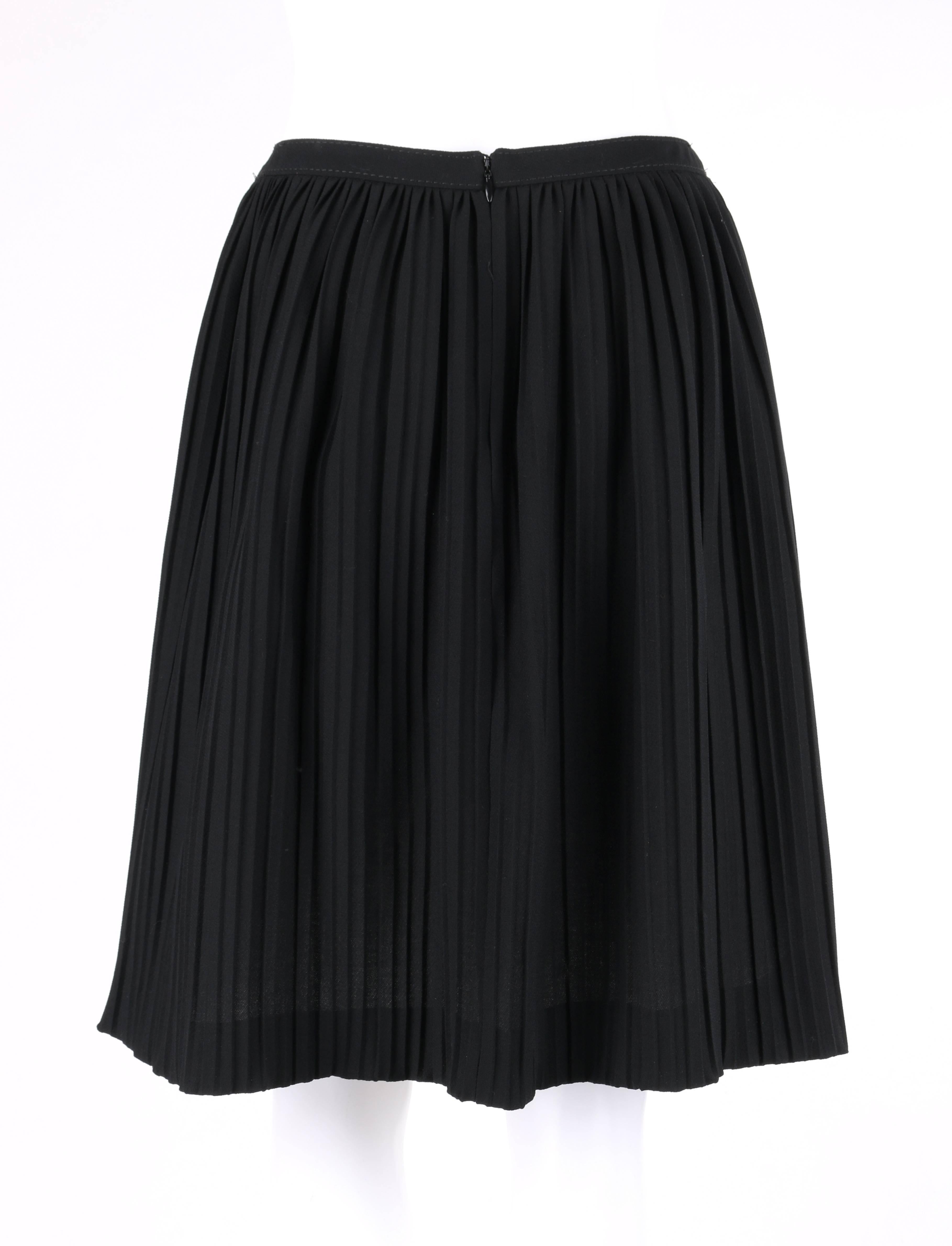 knee length black pleated skirt