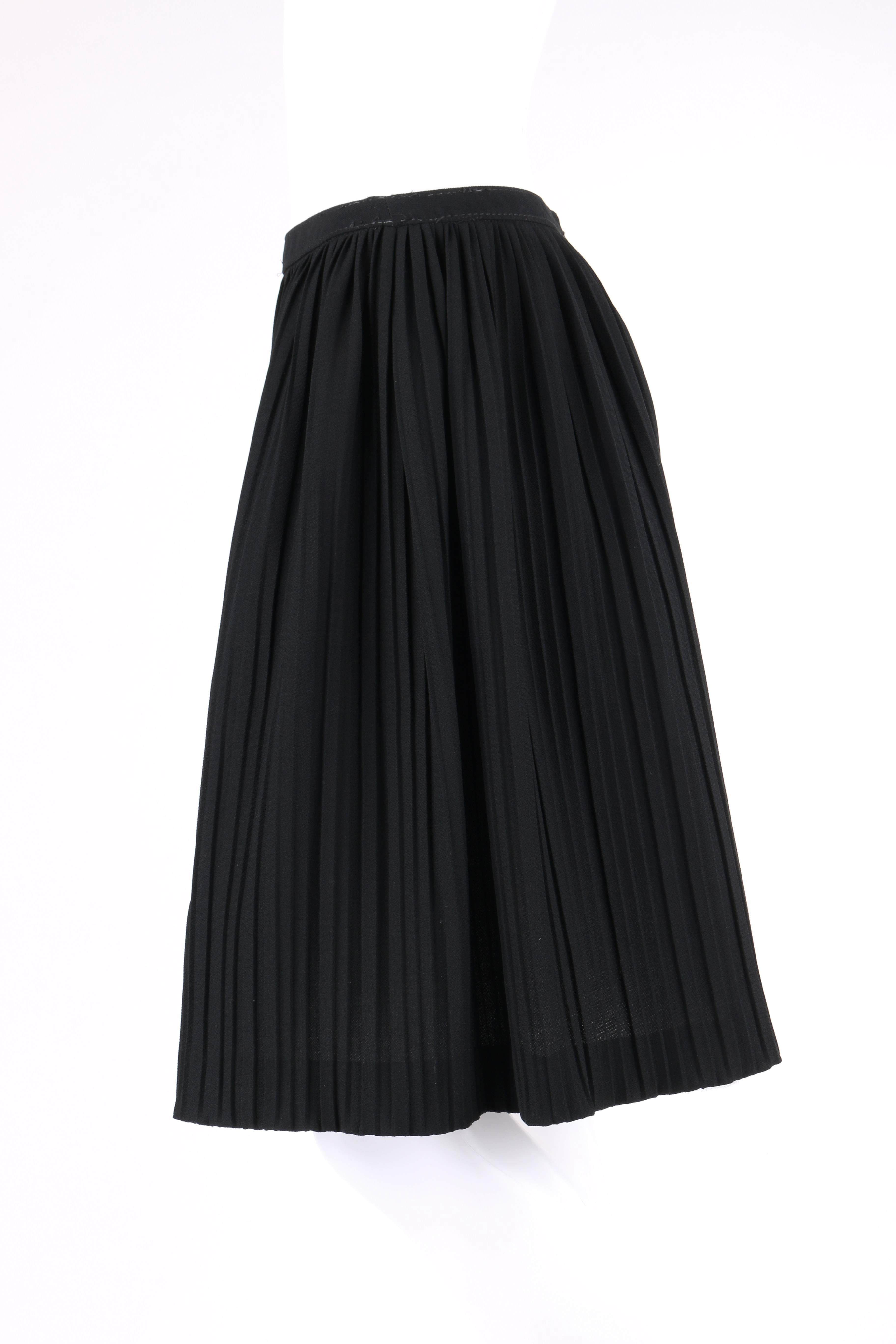 VALENTINO Black Wool Crepe Accordion Pleated Knee Length Skirt For Sale ...