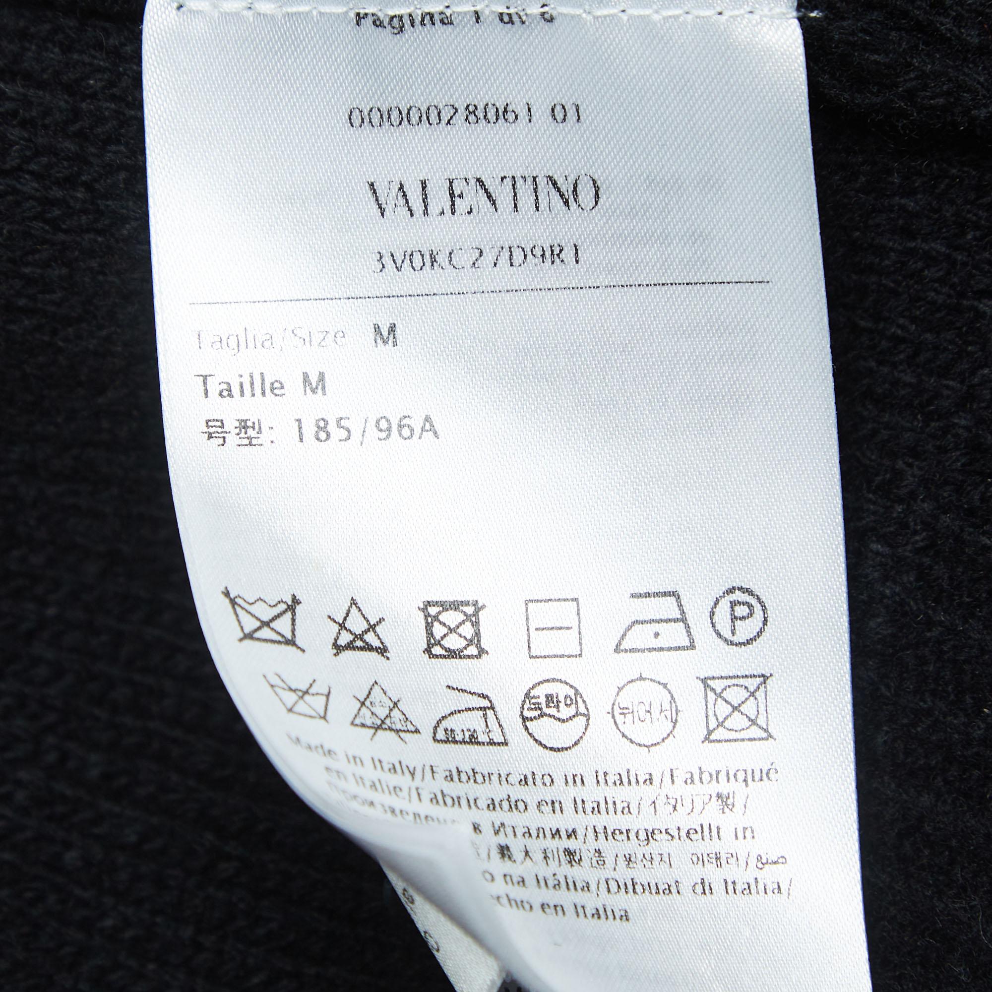 Valentino Schwarzer Pullover aus Wolle mit Ausschnitt M im Angebot 1