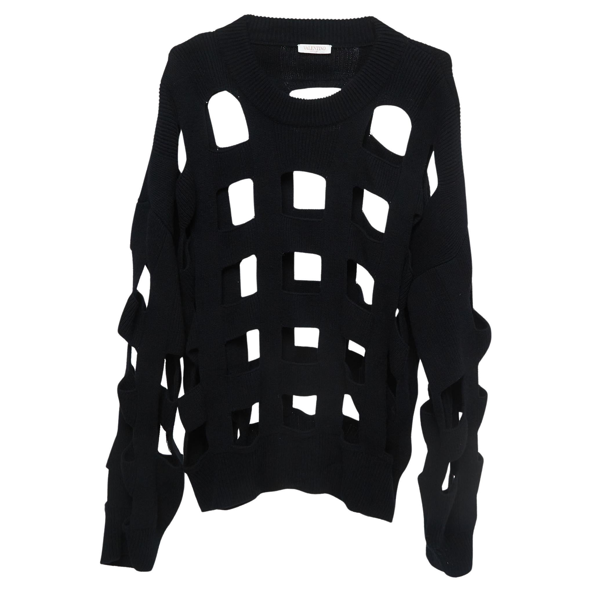 Valentino Black Wool Cut-Out Jumper M For Sale