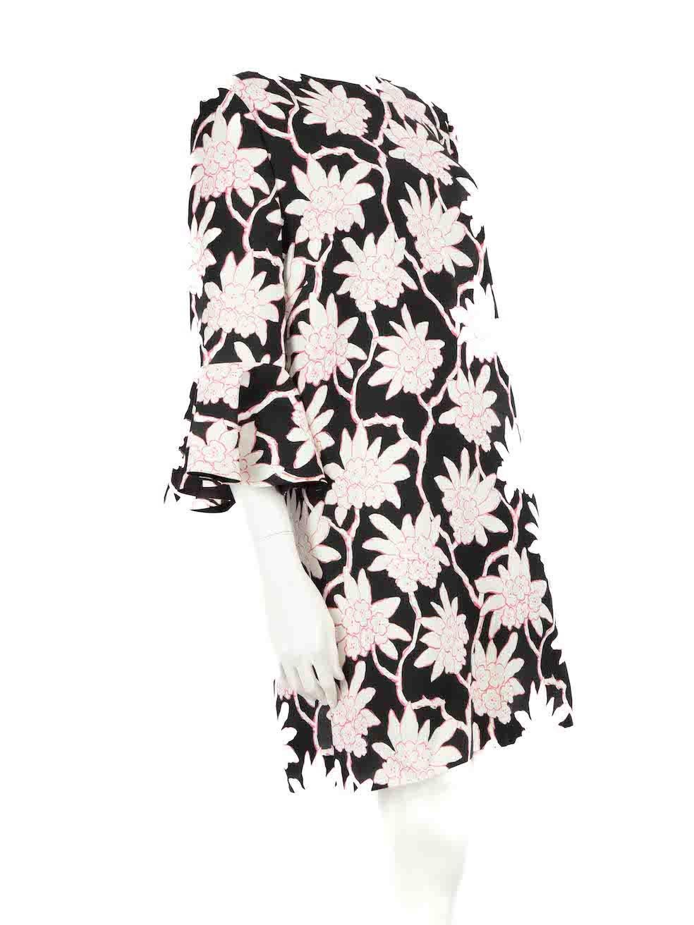 CONDITION is Never worn, with tags. No visible wear to dress is evident on this new Valentino designer resale item.
 
 
 
 Details
 
 
 Black
 
 Wool
 
 Mini dress
 
 Floral print pattern
 
 Round neckline
 
 Mid sleeves with ruffle cuffs
 
 Back