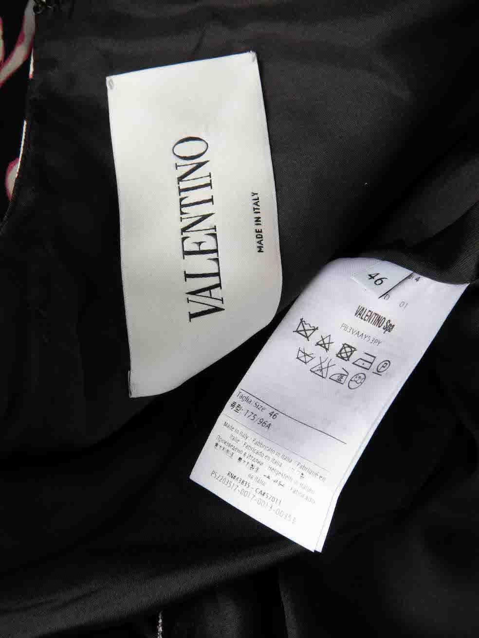 Valentino Black Wool Floral Print Mini Dress Size XL For Sale 1
