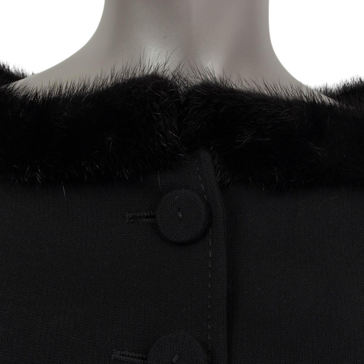 VALENTINO black wool FUR TRIM BELTED Blazer Jacket 6 S 1