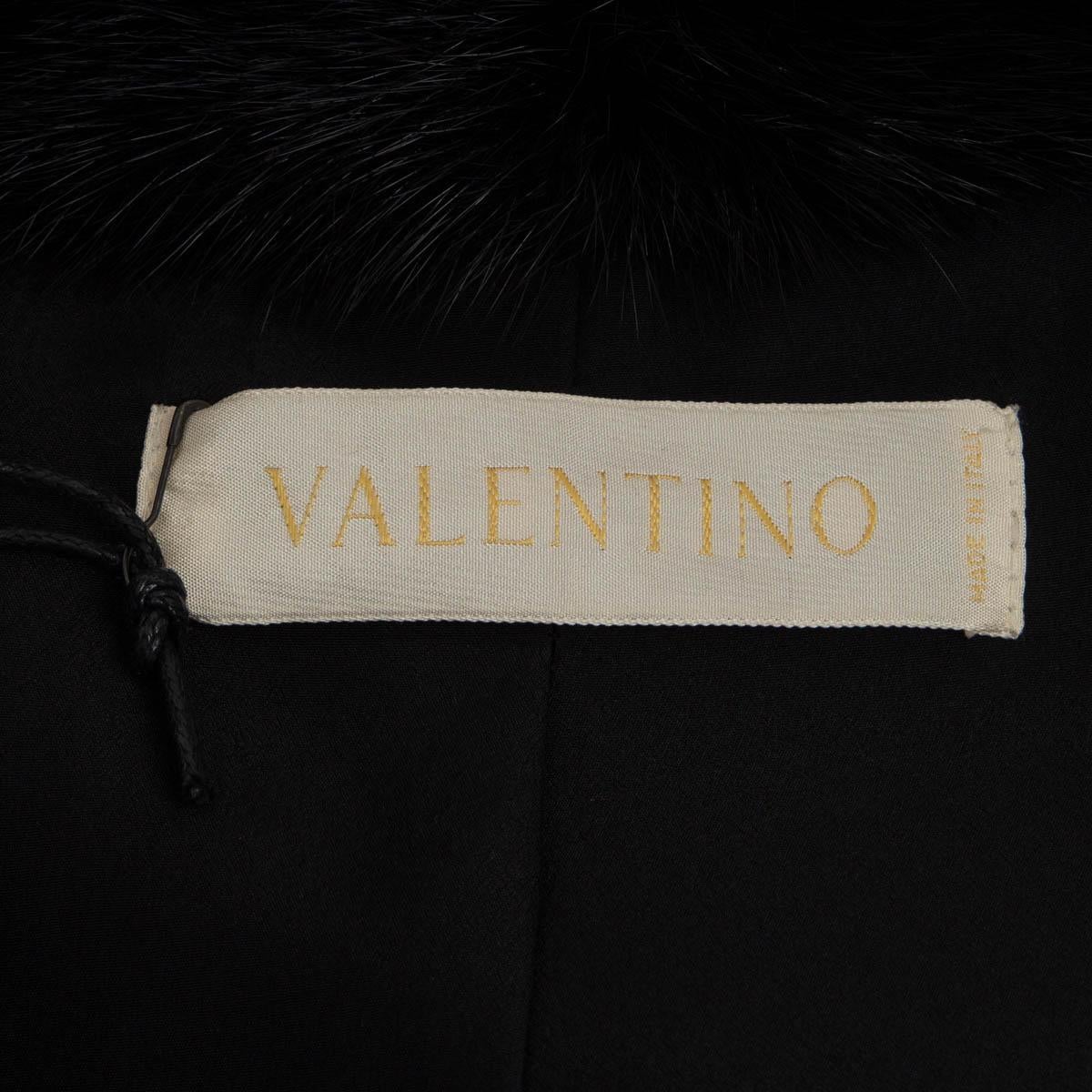 VALENTINO black wool FUR TRIM BELTED Blazer Jacket 6 S 2