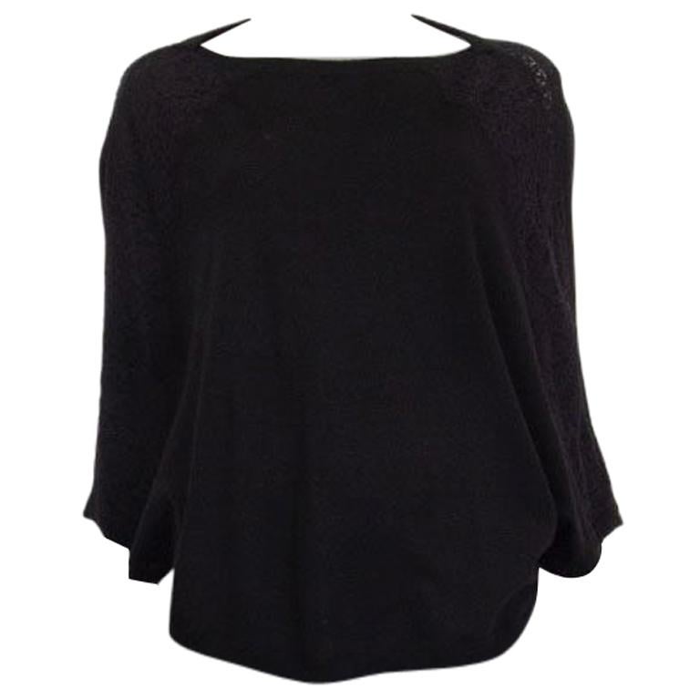 VALENTINO black wool LACE DETAIL KNIT PONCHO Sweater XS For Sale