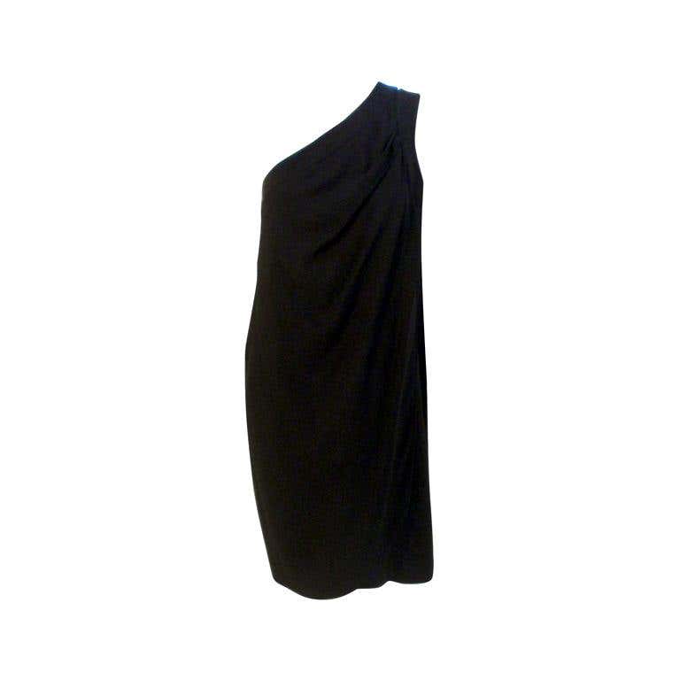 VALENTINO Black Twist Front Cocktail Dress Size 12 For Sale at 1stDibs