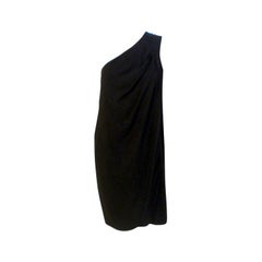 Valentino Black wool One Shoulder Cocktail Dress, 1980's size 8-10