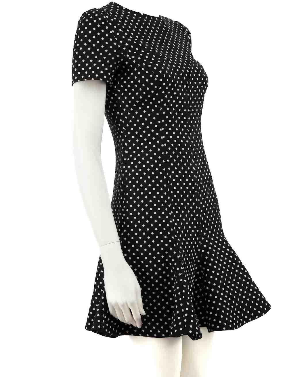 CONDITION is Very good. Hardly any visible wear to dress is evident on this used Valentino designer resale item.
 
 Details
 Black
 Wool
 Knee length dress
 Polkadot pattern
 Round neckline
 Short sleeves
 Back zip closure with hook and eye
 
 
