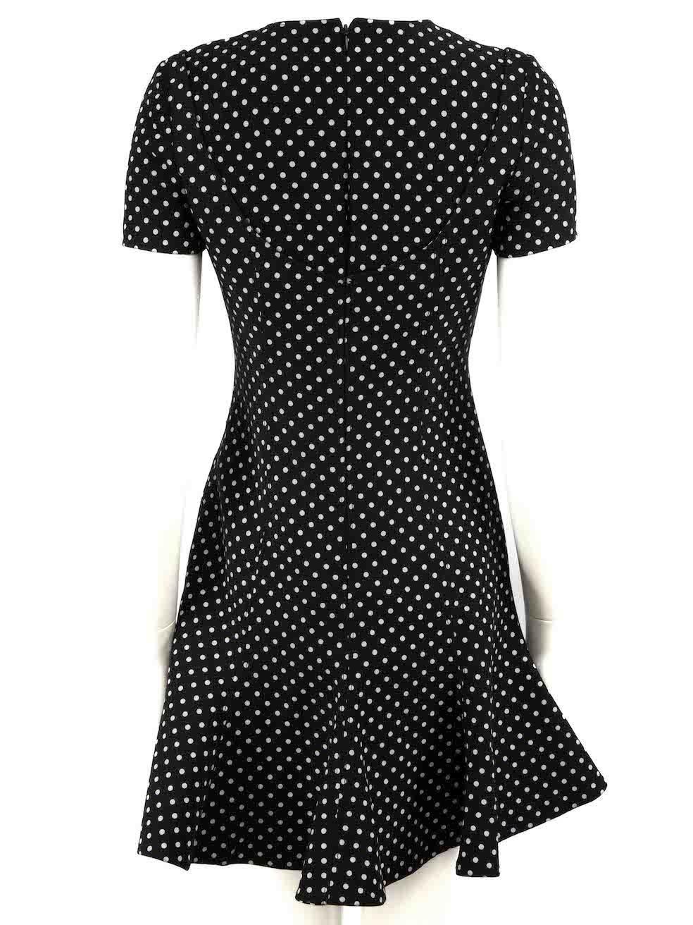 Valentino Black Wool Polkadot Knee Length Dress Size XS In Good Condition In London, GB