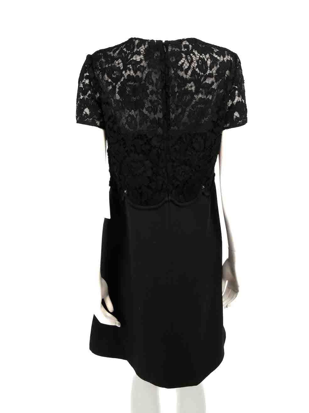 Valentino Black Wool Rockstud Lace Top Dress Size XL In New Condition For Sale In London, GB