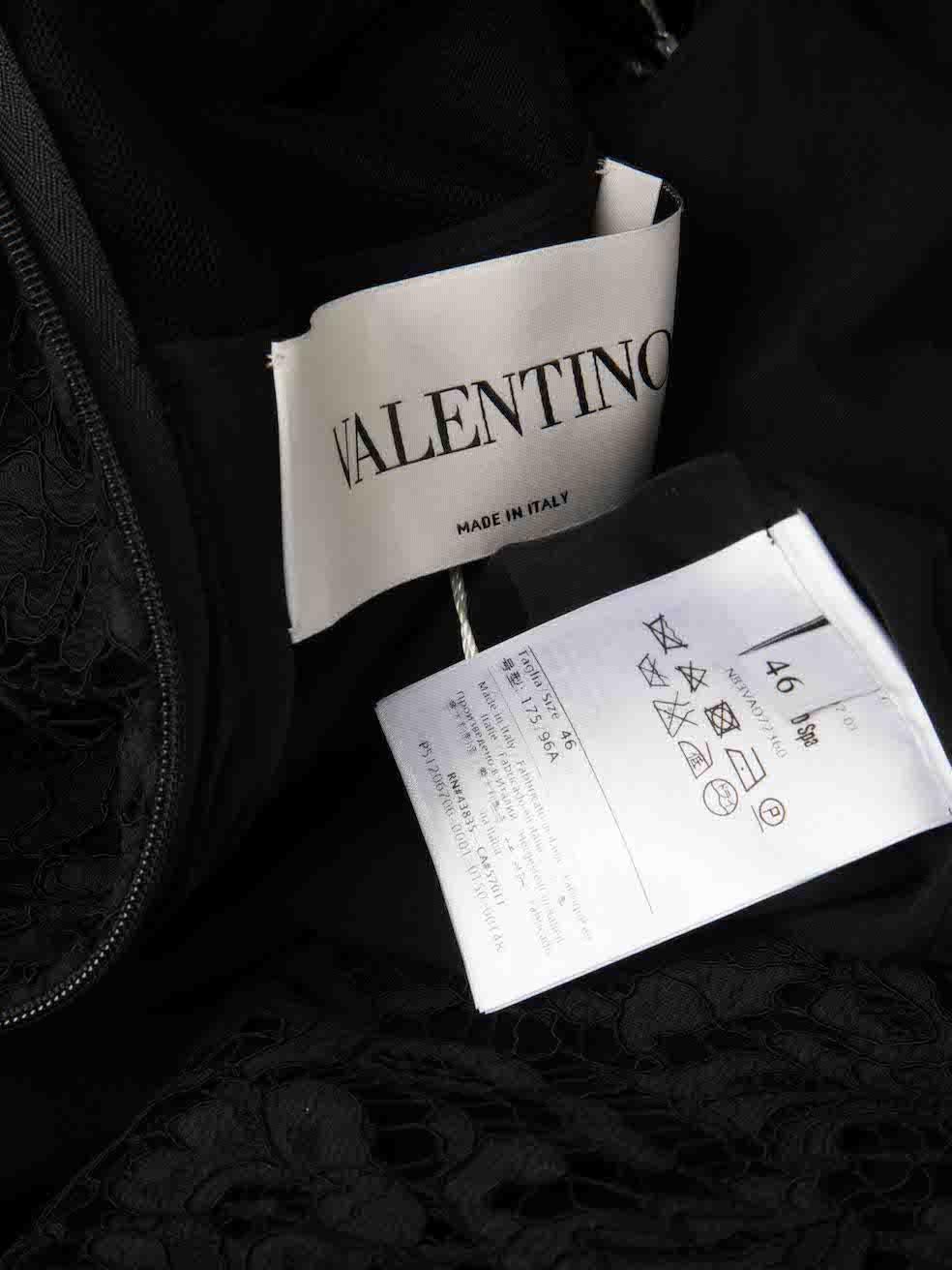 Women's Valentino Black Wool Rockstud Lace Top Dress Size XL For Sale