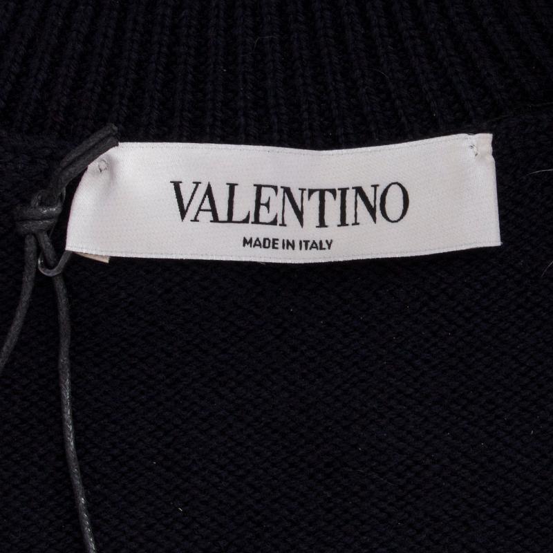 Black VALENTINO black wool RUFFLED SAILOR Mock Neck Sweater S
