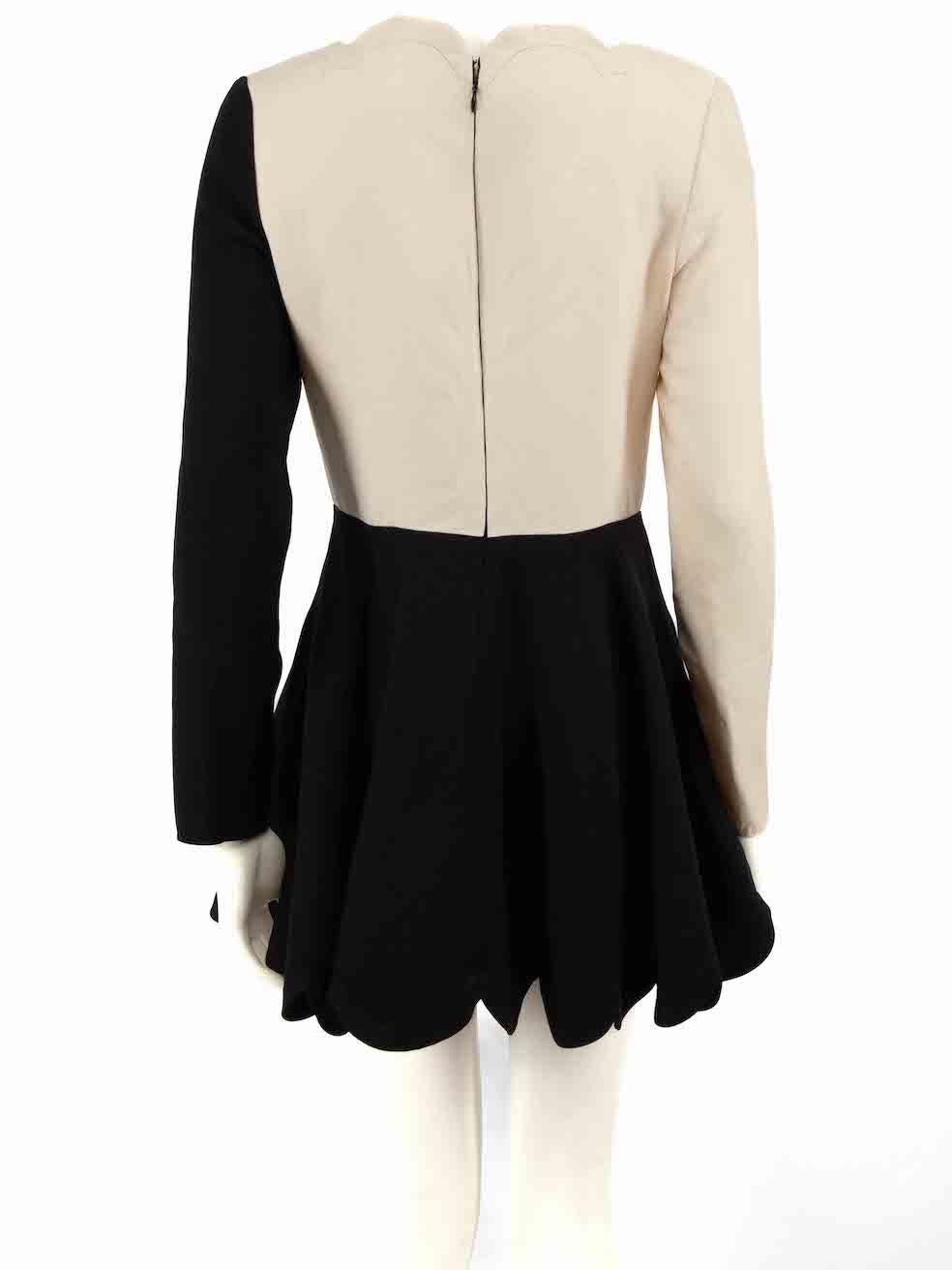 Valentino Black Wool Scallop Hem Mini Dress Size S In Good Condition In London, GB