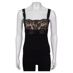 Valentino Black Wool Sequin & Lace Top Size S