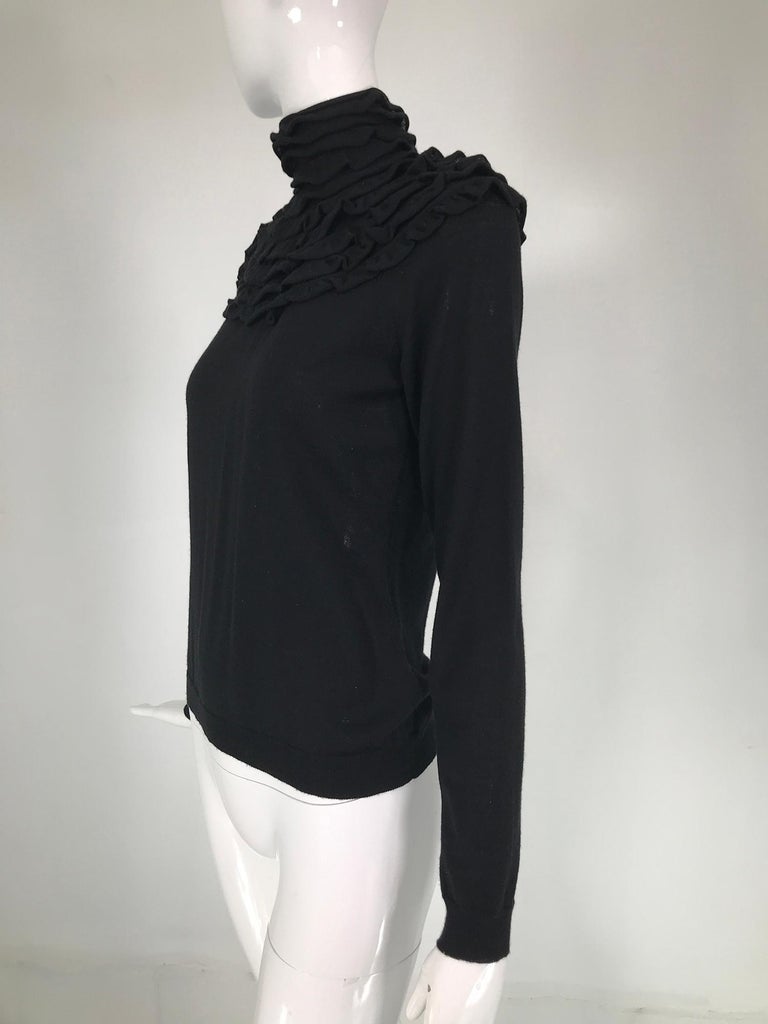Women's Valentino Black Wool Silk Cashmere Knit Shirred Turtle Neck Pull On Sweater  For Sale