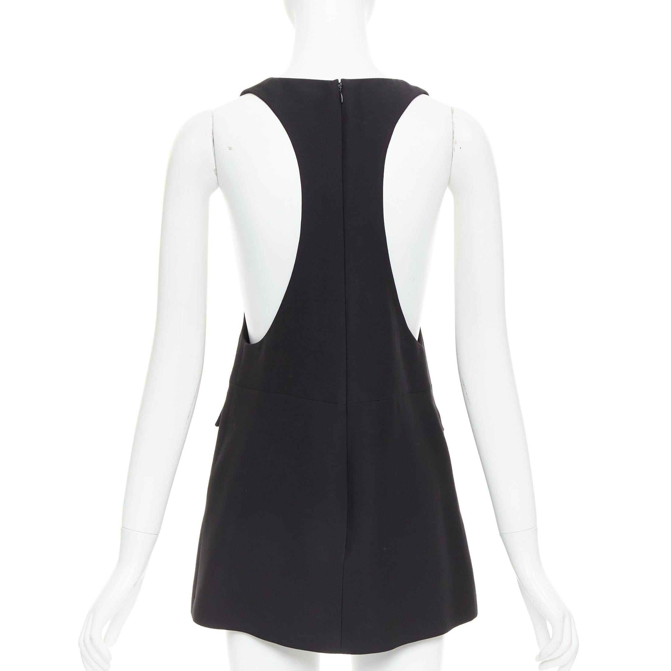 VALENTINO black wool silk Rockstud pockets scoop minid ress IT38 XS For Sale 1