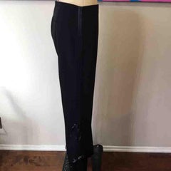 Valentino Black Wool Wide Leg Tuxedo Pants