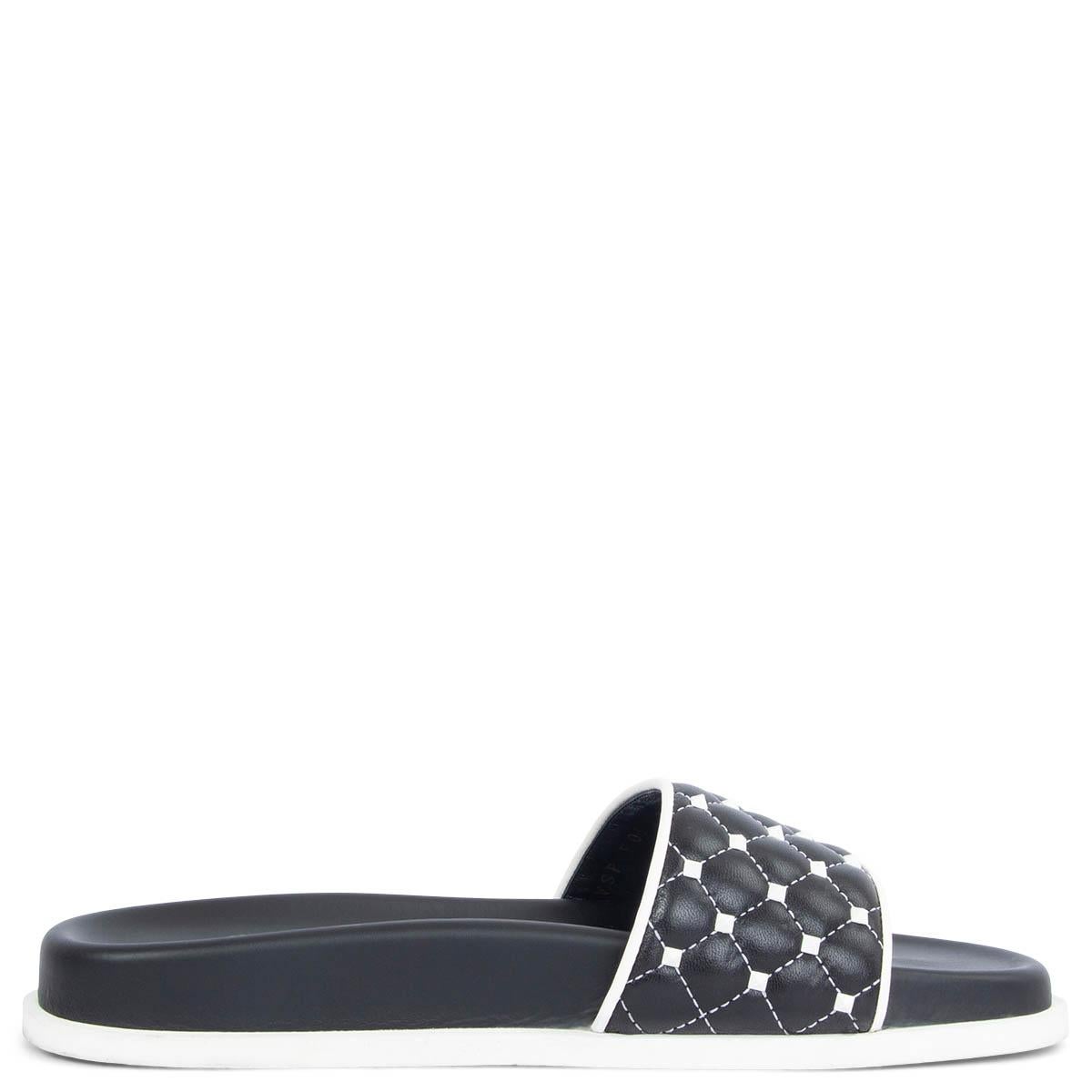 VALENTINO negro y escribió cuero ROCKSTUD Slides Sandalias Zapatos 37 Negro en venta