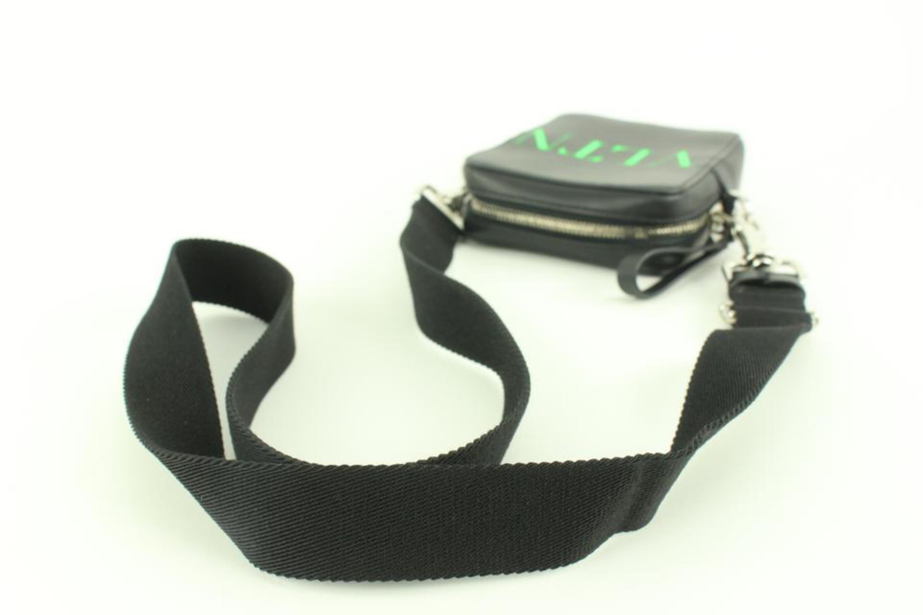 Valentino Black x Green Small Printed VLTN Crossbody Bag 112v34 For Sale 1