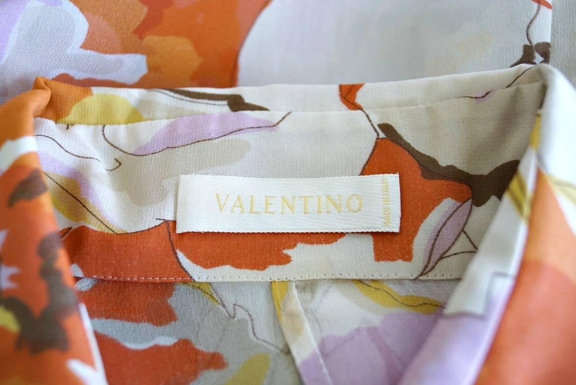 Valentino Floral Print Silk Top Blouse 10 2