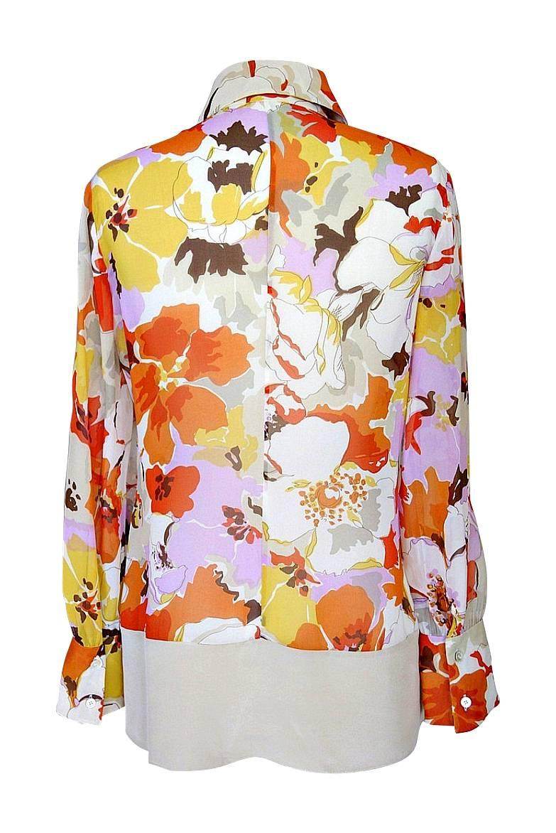 Valentino Floral Print Silk Top Blouse 10 1