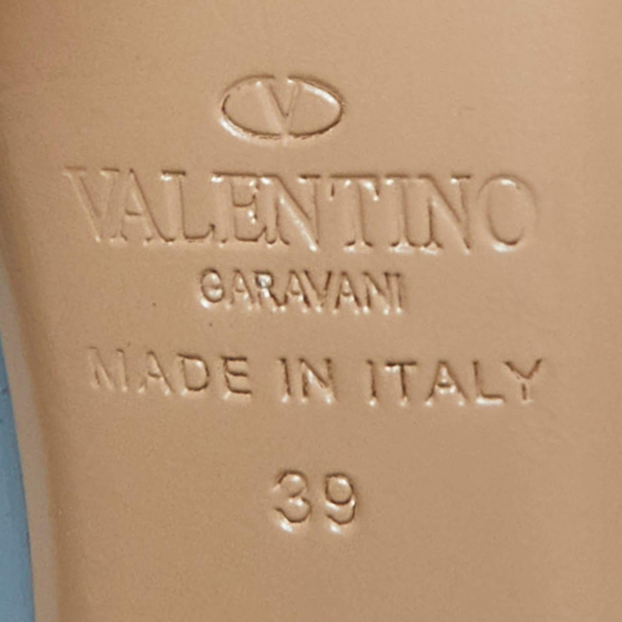Valentino - Escarpins à clous en cuir et vernis bleu/beige, taille 39 Pour femmes en vente
