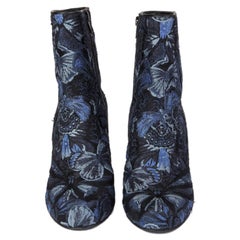 VALENTINO blue CAMUBUTTERFLY JACQUARD Ankle Boots Shoes 38.5