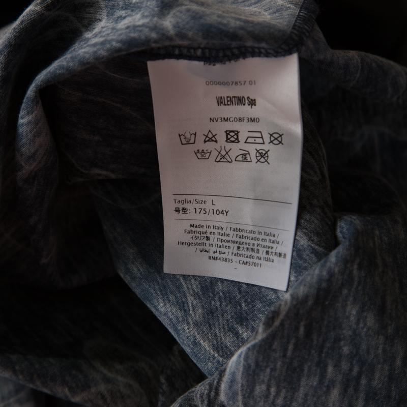 Valentino Blue Camupanther Print Cotton Short Sleeve T-Shirt L 1