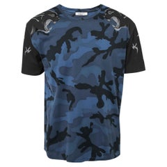 Valentino Blue Camupanther Print Cotton Short Sleeve T-Shirt XL