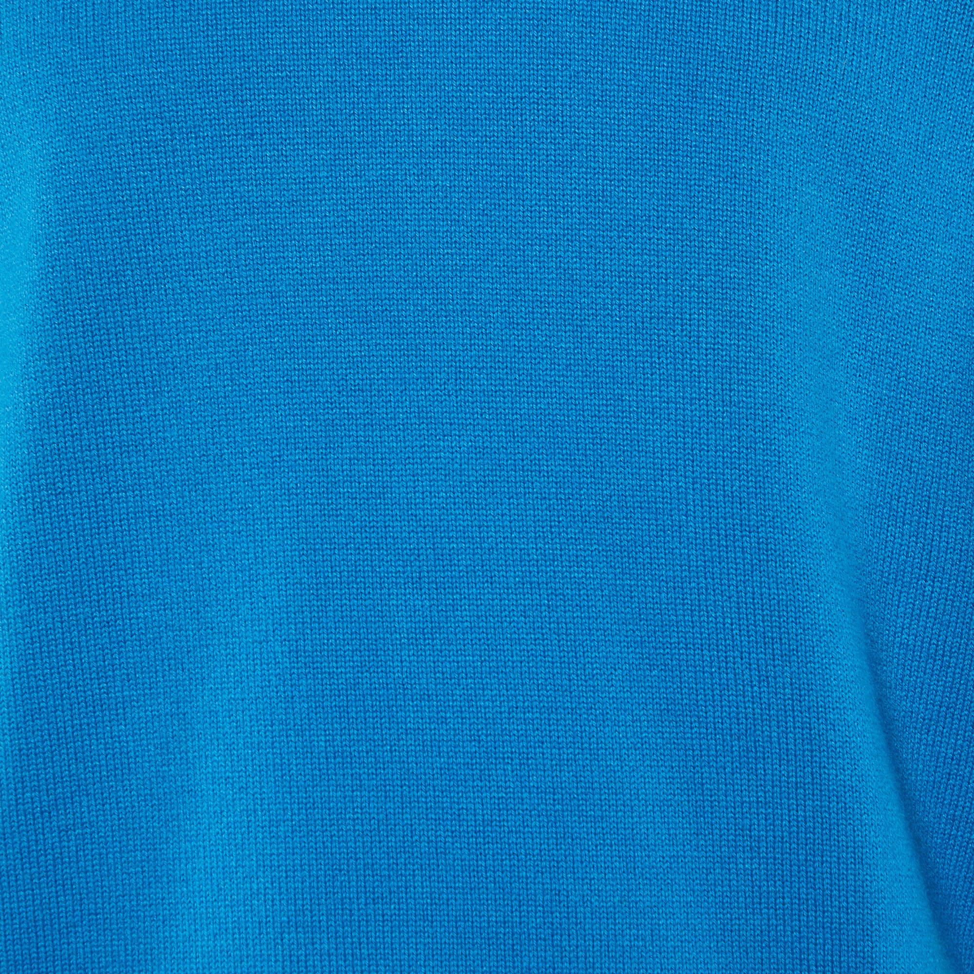 Men's Valentino Blue Cashmere Knit Roundneck Sweater L For Sale