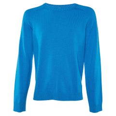 Valentino Pull à col rond en tricot de cachemire bleu L