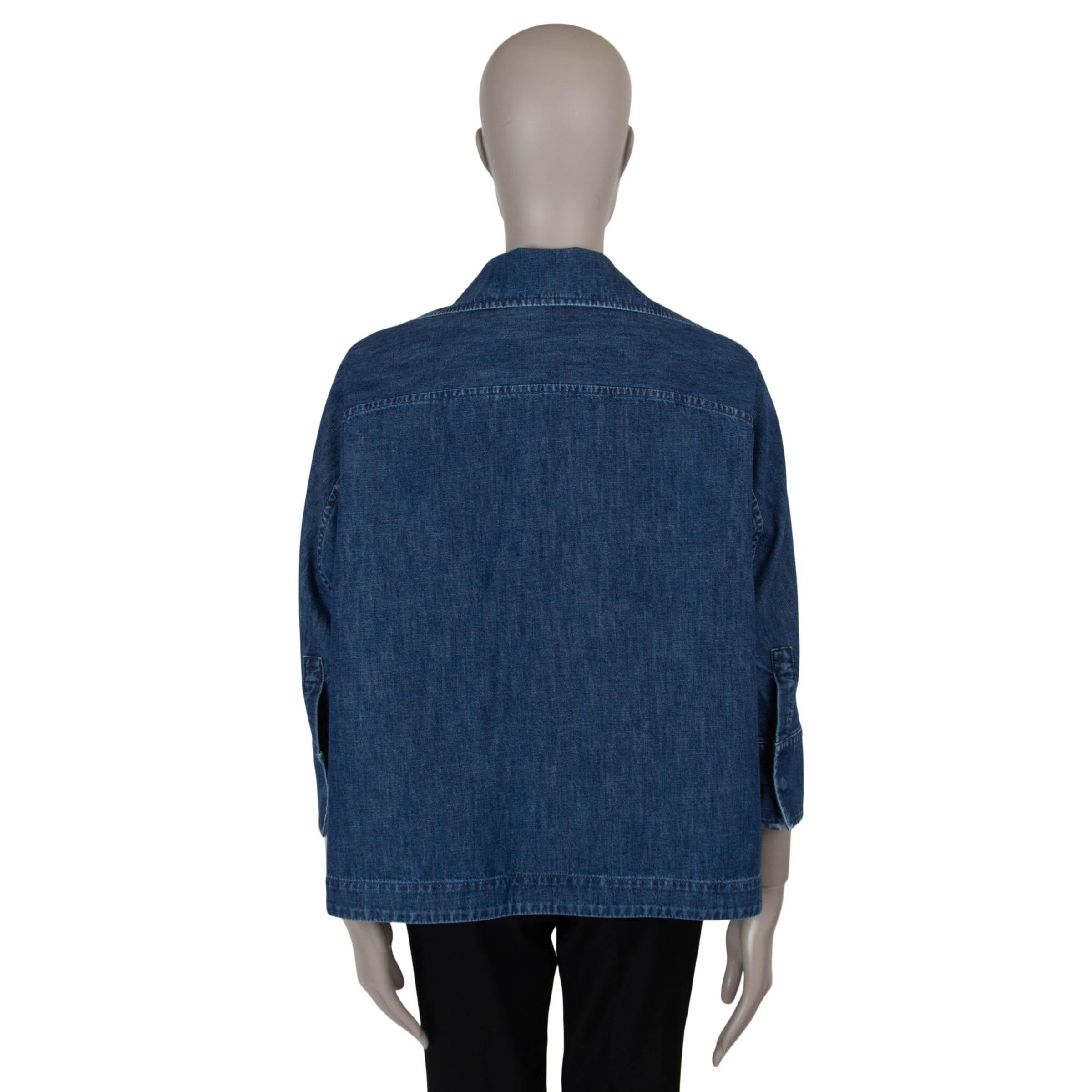 Black VALENTINO blue cotton 2022 VLOGO OVERSIZED DENIM TOP Shirt 38 XS