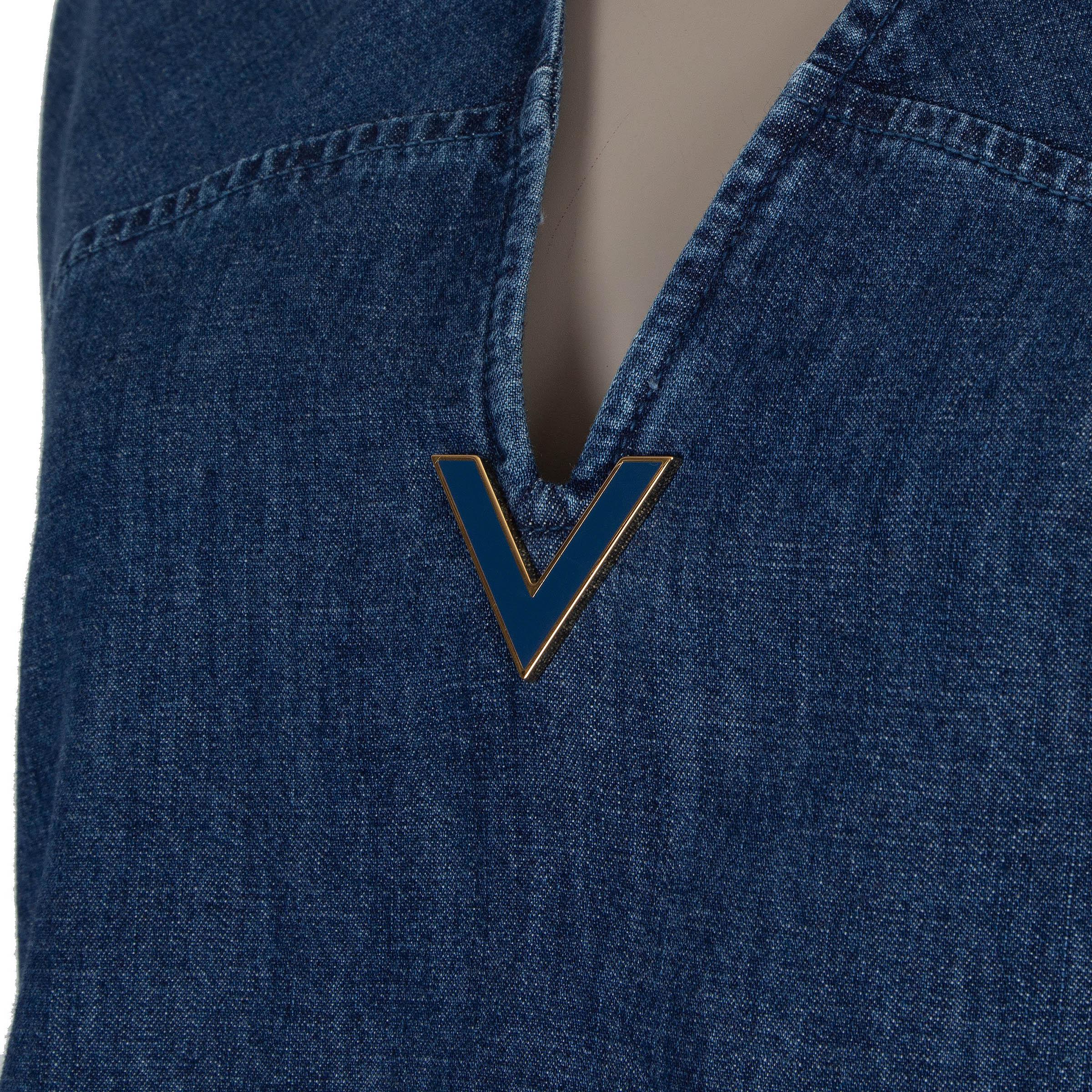 Women's VALENTINO blue cotton 2022 VLOGO OVERSIZED DENIM TOP Shirt 38 XS